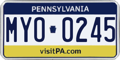PA license plate MYO0245
