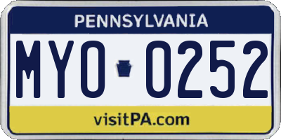 PA license plate MYO0252