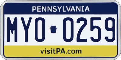 PA license plate MYO0259