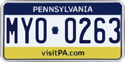 PA license plate MYO0263