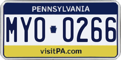 PA license plate MYO0266