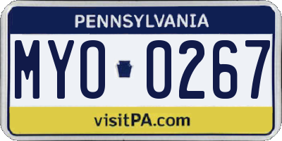 PA license plate MYO0267