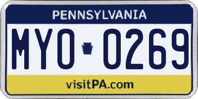 PA license plate MYO0269