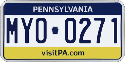 PA license plate MYO0271