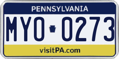 PA license plate MYO0273
