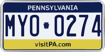 PA license plate MYO0274