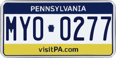 PA license plate MYO0277