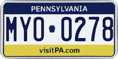 PA license plate MYO0278