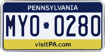 PA license plate MYO0280