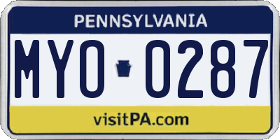 PA license plate MYO0287