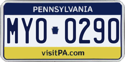 PA license plate MYO0290
