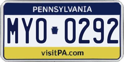 PA license plate MYO0292