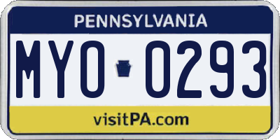 PA license plate MYO0293