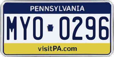 PA license plate MYO0296