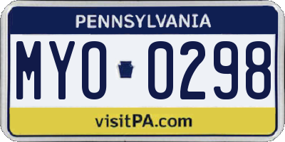 PA license plate MYO0298