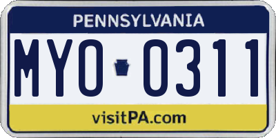 PA license plate MYO0311