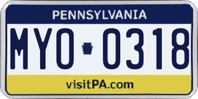 PA license plate MYO0318