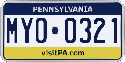 PA license plate MYO0321