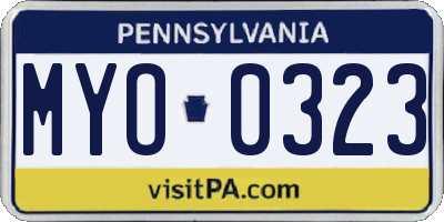 PA license plate MYO0323