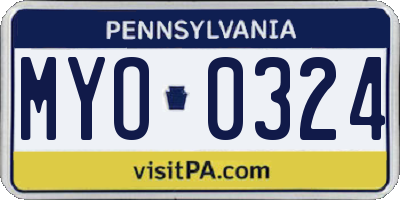 PA license plate MYO0324