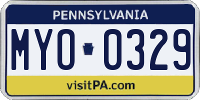 PA license plate MYO0329