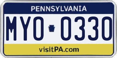 PA license plate MYO0330