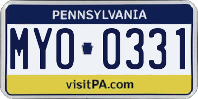 PA license plate MYO0331