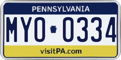 PA license plate MYO0334