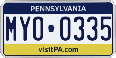 PA license plate MYO0335