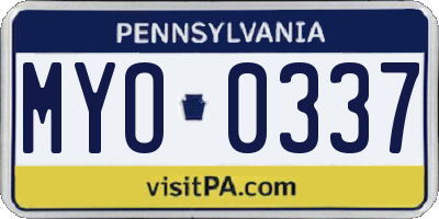 PA license plate MYO0337