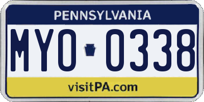 PA license plate MYO0338