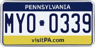PA license plate MYO0339