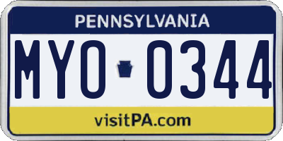 PA license plate MYO0344