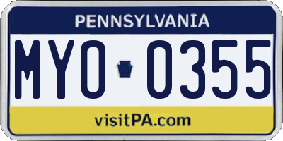 PA license plate MYO0355