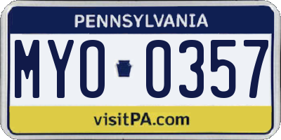 PA license plate MYO0357