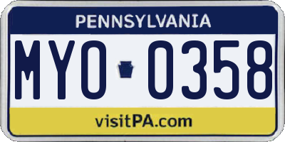 PA license plate MYO0358