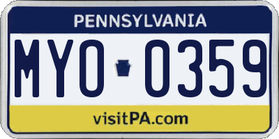 PA license plate MYO0359