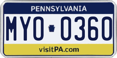 PA license plate MYO0360