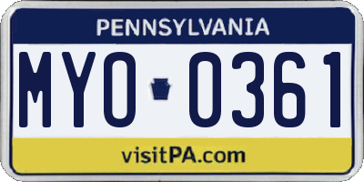 PA license plate MYO0361