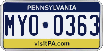 PA license plate MYO0363