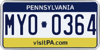 PA license plate MYO0364