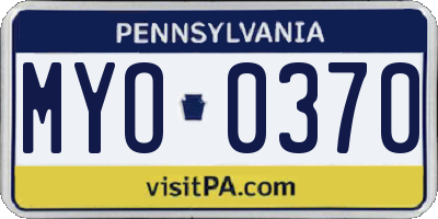 PA license plate MYO0370