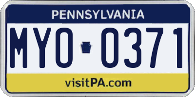PA license plate MYO0371