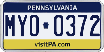 PA license plate MYO0372