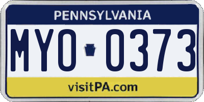PA license plate MYO0373