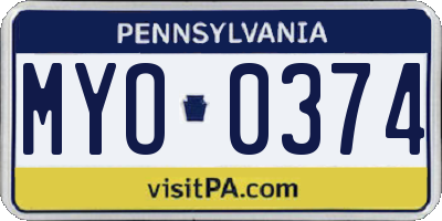 PA license plate MYO0374