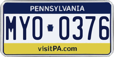 PA license plate MYO0376