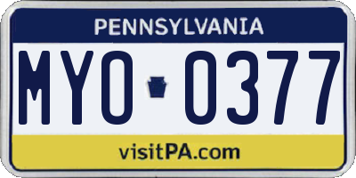 PA license plate MYO0377