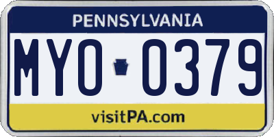 PA license plate MYO0379