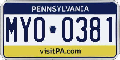 PA license plate MYO0381
